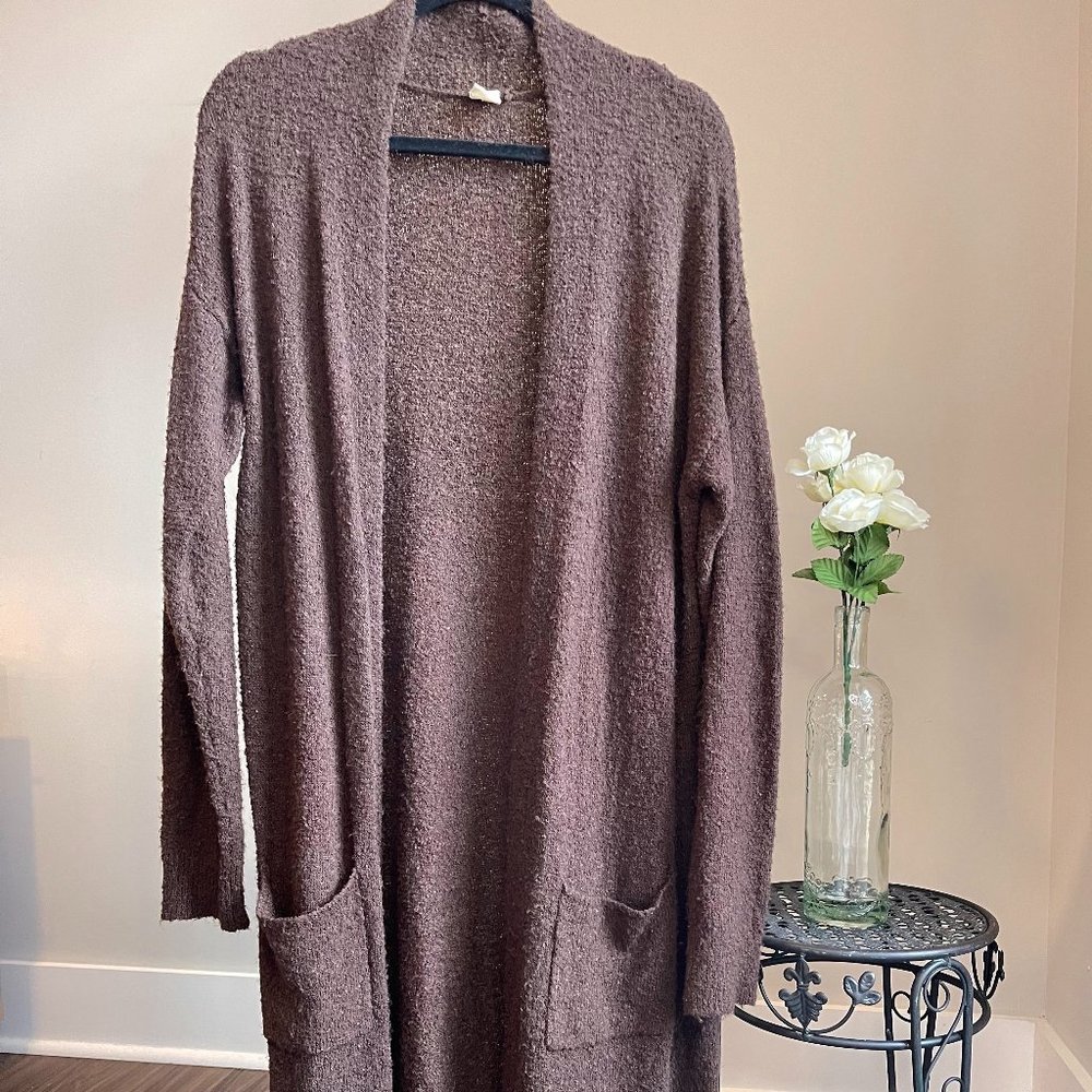 Chocolate Brown Ankle Length Sweater Cardigan